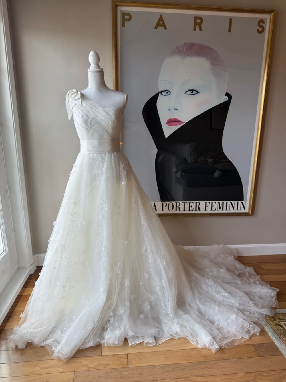 White by Vera Wang Layered Tulle One Shoulder A-Line Wedding Dress - Picture 7 of 17